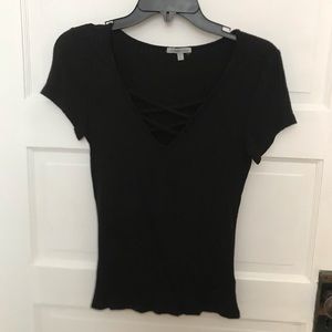 Black Criss Cross Fitted Shirt